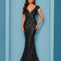 Elegant Beaded V-Neck Sleeveless Tank Fishtail Dress - Luxury Formal Bridesmaid & Evening Gown with Floral Print, Long Train Mermaid Silhouette for Weddings, Parties, Galas - Hand Wash Only, Bridesmaid Dress, Wedding Attire, Sophisticated Craftsmanship
